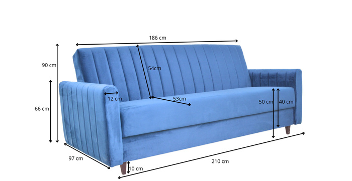 Wersalka Grace 186x120 cm z funkcją spania oraz wyjątkowymi przeszyciami na oparciu oraz boczkach