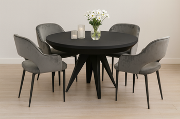 Stół Mietek okrągły rozkładany na metalowej podstawie 120 - 220 cm T49