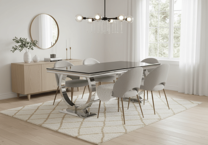 Stół glamour – czarny blat, chromowana podstawa 100x240 cm