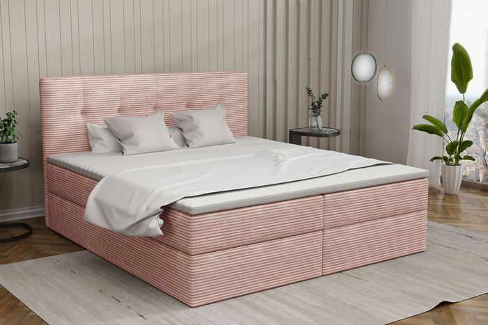 Łóżko kontynentalne Diego 160x200 z topperem i 2 pojemnikami na pościel 