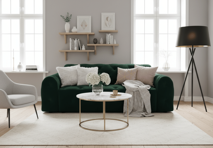 Sofa 3-osobowa z eleganckimi pikowaniami CANDY 230x107 cm