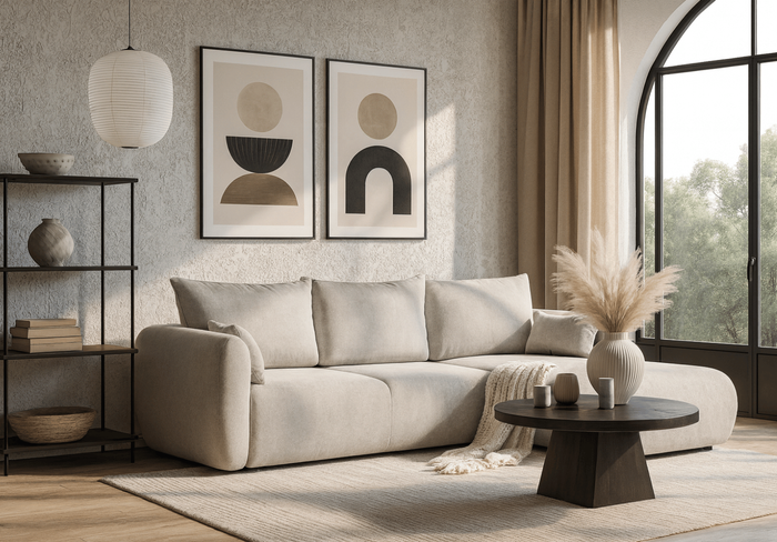 Narożnik prawostronny z funkcją spania LUNA 252x165 cm