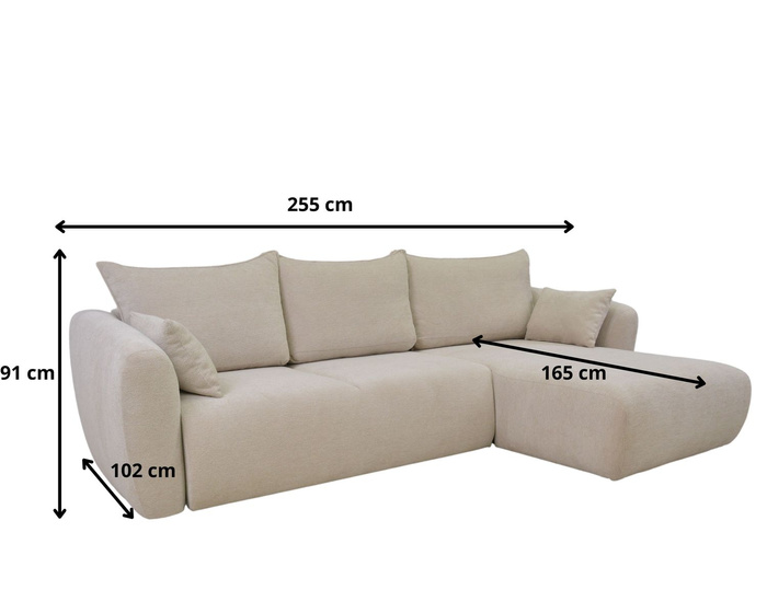 Narożnik z funkcja spania 255x165 cm LUNA 