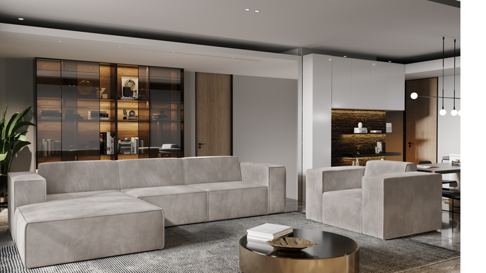 Nowoczesny narożnik modułowy do salonu Gaba A  284x254 cm