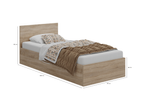 Łóżko pojedyncze, drewniane dąb sonoma z materacem ATENA 90x200cm