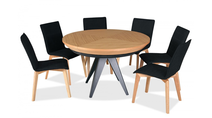 Stół Mietek okrągły rozkładany na metalowej podstawie 130 - 230 cm T49 
