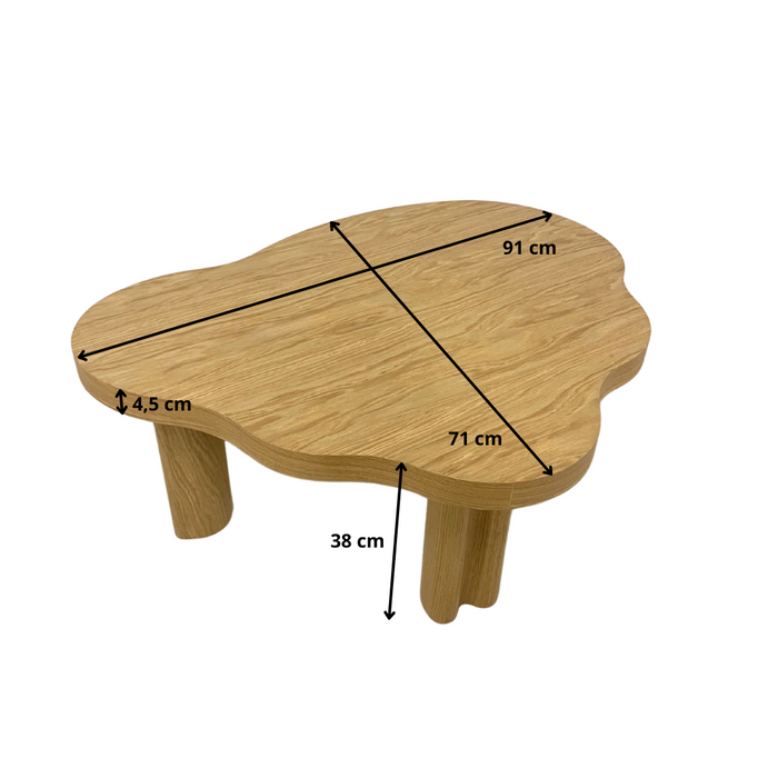 Stolik kawowy, CUMULONIMBUS z fornirem dębowym 91 x 71 cm,  dąb naturalny