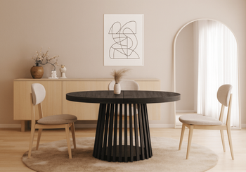 Stół Bartek okrągły, rozkładany na ażurowej nodze 110-210 cm T77