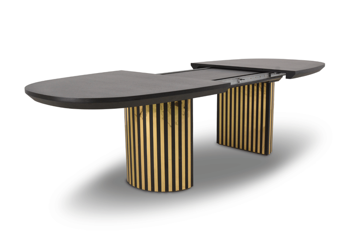 Stół rozkładany na ryflowanej nodze LUDWIK T72 GLAM 110x200-300 cm