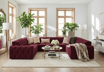 Narożnik U z eleganckimi pikowaniami CANDY 318x254 cm