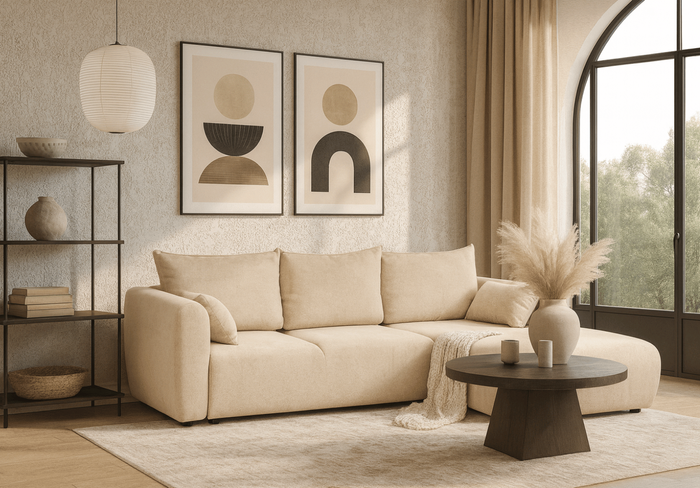 Narożnik prawostronny z funkcją spania LUNA 255x165 cm