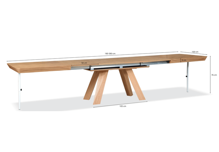 Stół prostokątny, rozkładany TADEUSZ T39 100x180-380 cm